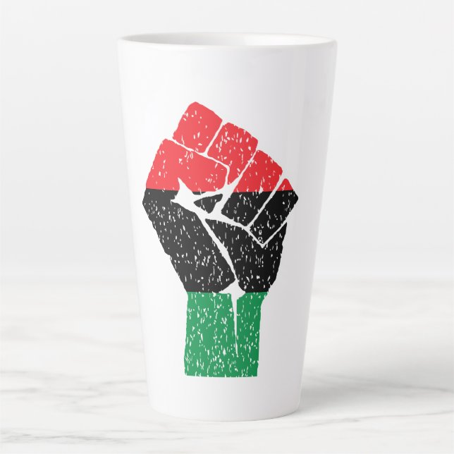 Taza De Café Latte Bandera panafricana Puño, Historia negra afroameri (Anverso)