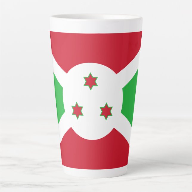 Taza De Café Latte Bandera patriótica burundesa (Anverso)