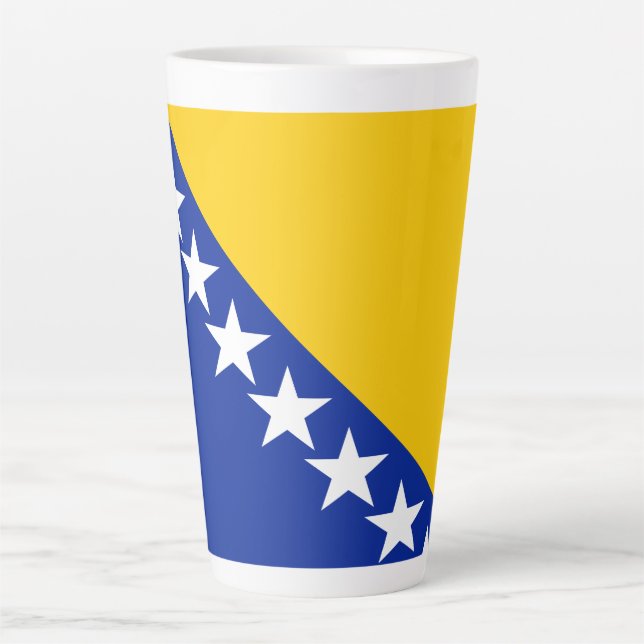 Taza De Café Latte Bandera patriótica de Bosnia y Herzegovina (Anverso)