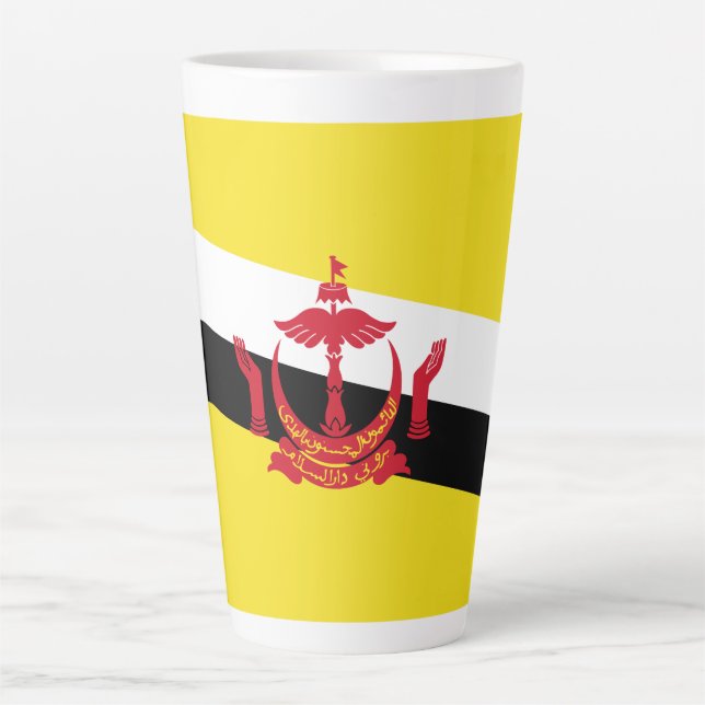 Taza De Café Latte Bandera Patriótica De Brunei (Anverso)