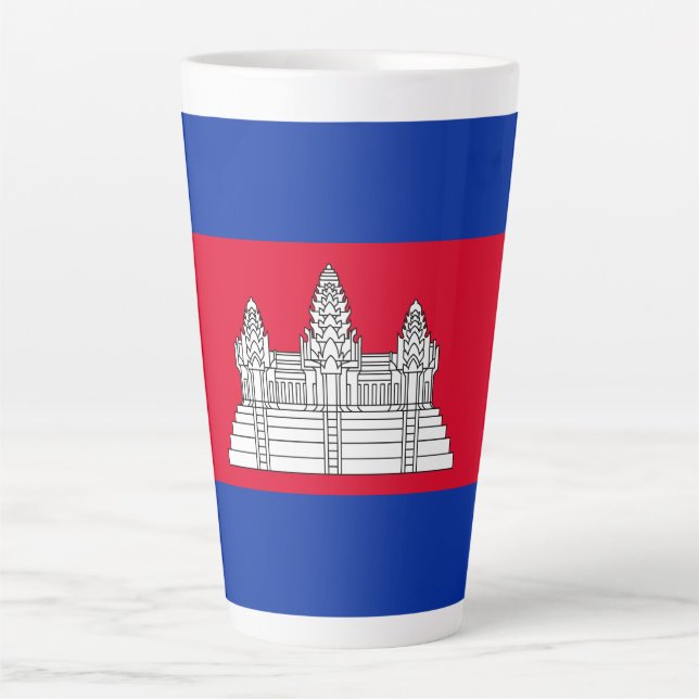 Taza De Café Latte Bandera Patriótica De Camboya (Anverso)