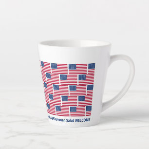 Taza De Café Latte Bandera Patriótica de EE. UU. Hospitalidad