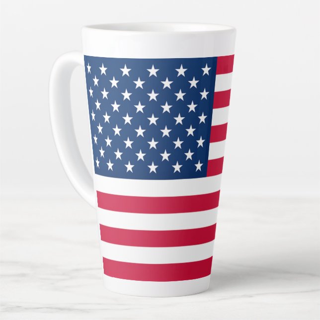 Taza De Café Latte Bandera Patriótica Estadounidense Latte Mug (Ángulo izquierdo)