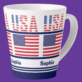 Taza De Café Latte Bandera Patriótica Personalizada de los Estados Un