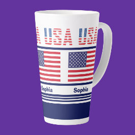 Taza De Café Latte Bandera Patriótica Personalizada de los Estados Un