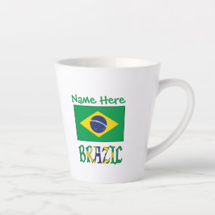 Taza De Café Latte Bandera Personalizada de Brasil Pequeña