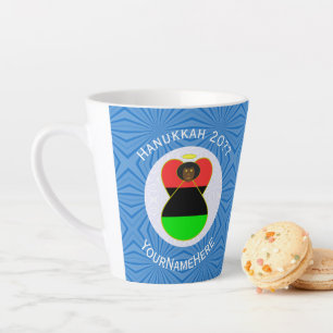 Taza De Café Latte Bandera personalizada de Hanukkah del Ángel de la 