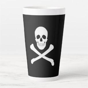 Taza De Café Latte Bandera pirata (cráneo y cruz) (Jolly Roger)