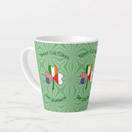 Taza De Café Latte Bandera Shamrock irlandesa norteamericana de Polon