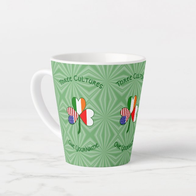 Taza De Café Latte Bandera Shamrock irlandesa norteamericana de Polon (Ángulo izquierdo)