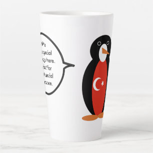 Taza De Café Latte Bandera turca Pinguino señora personalizado hablan