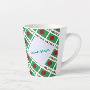 Taza De Café Latte Bangladesh Bandera Bangladesí Verde Personalizada