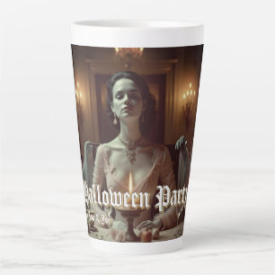 Taza De Café Latte Banquete gótico de Halloween a la luz de las velas