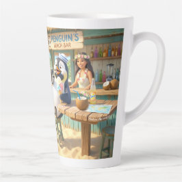 Taza De Café Latte Bar de playa del pingüino