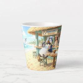 Taza De Café Latte Bar de playa del pingüino