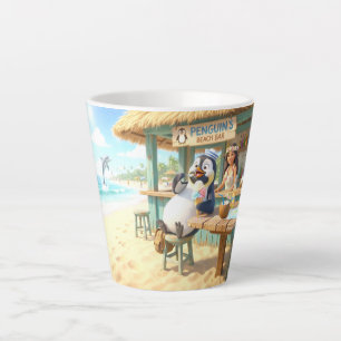 Taza De Café Latte Bar de playa del pingüino