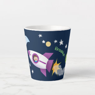 Taza De Café Latte Barco de cohetes en ilustracion de personalizado e