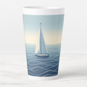 Taza De Café Latte Barco de vela en alta mar