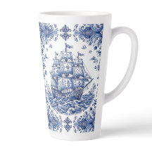 Barco Mercante Estilo Delft Azul Blanco