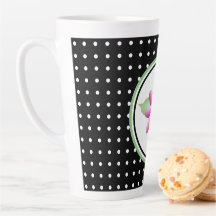 Barniz de lata de flor de polka blanco y negro dul