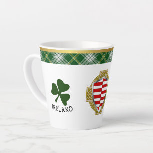 Taza De Café Latte Barrett Irish Shield y Tartan Personalizados