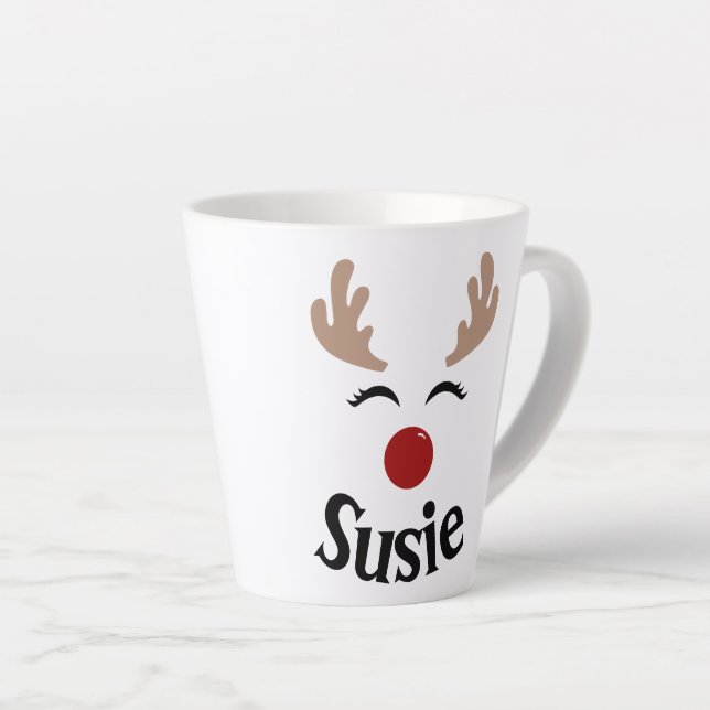 TAZA DE CAFÉ LATTE BARRO PERSONALIZADO REINDEER (Ángulo derecho)