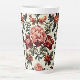 Taza De Café Latte Barroco italiano. Flores y hojas de moda