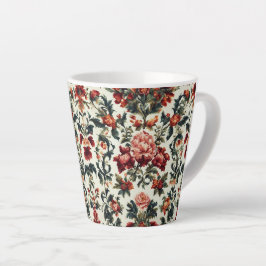 Taza De Café Latte Barroco italiano. Flores y hojas de moda