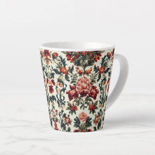Taza De Café Latte Barroco italiano. Flores y hojas de moda