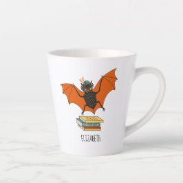 Taza De Café Latte Bat Book Lover Funny Nombre de Halloween