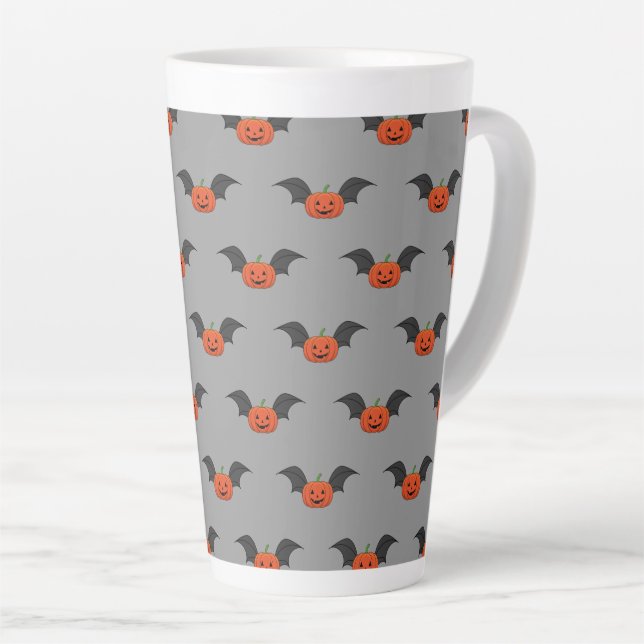 Taza De Café Latte Bate de calabaza de Halloween (Ángulo derecho)