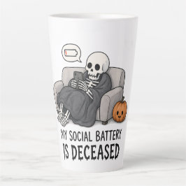 Taza De Café Latte Batería Social de Esqueleto Fallecida Divertido Ha
