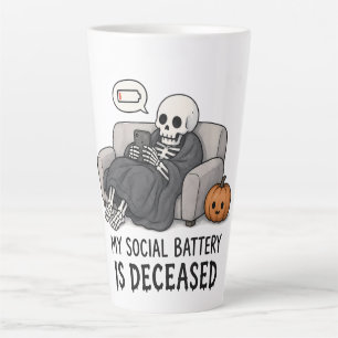 Taza De Café Latte Batería Social de Esqueleto Fallecida Divertido Ha