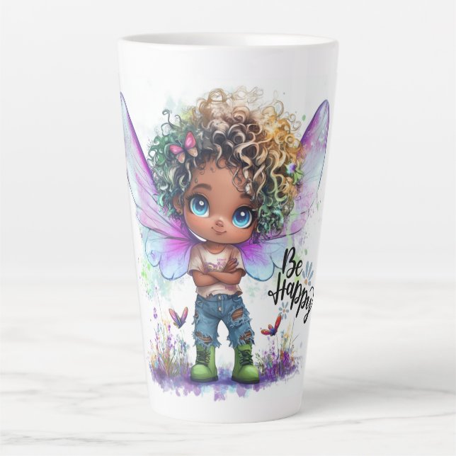 Taza De Café Latte Be Happy Lil Fairy Latte Mug (Anverso)