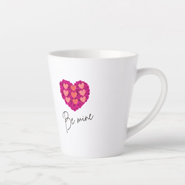 Taza De Café Latte Be Mine Valentine shirt |Rose with Heart Love (Derecha)