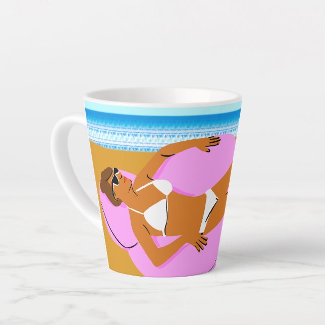 Taza De Café Latte Beachy Keen - Rosa (Ángulo izquierdo)