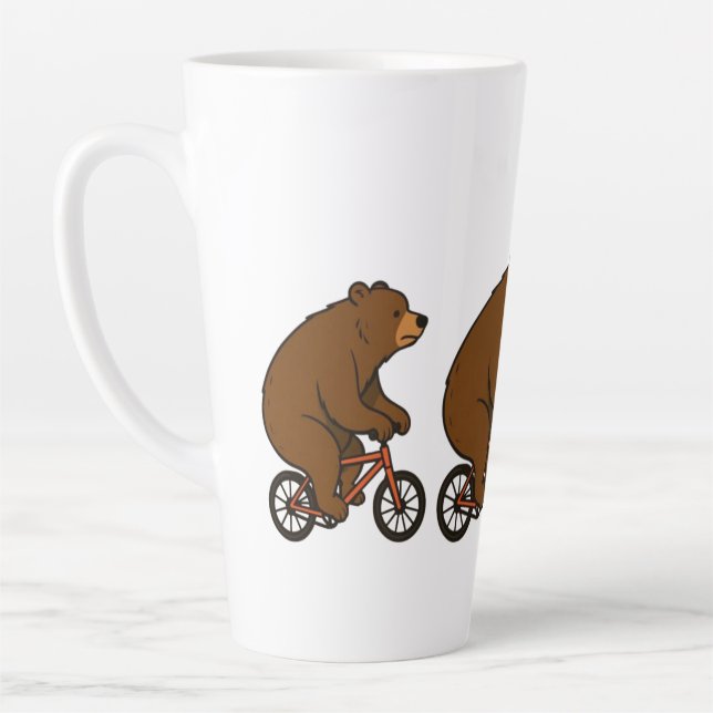 Taza De Café Latte Bear on a Bike – Wild Ride Vibes (Izquierda)
