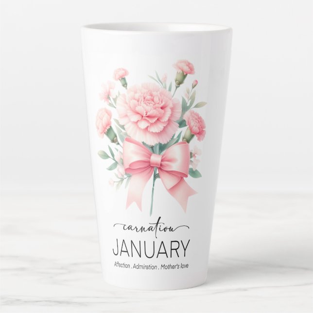 Taza De Café Latte Beautiful Birth Mont Flower/January/Carnation (Anverso)