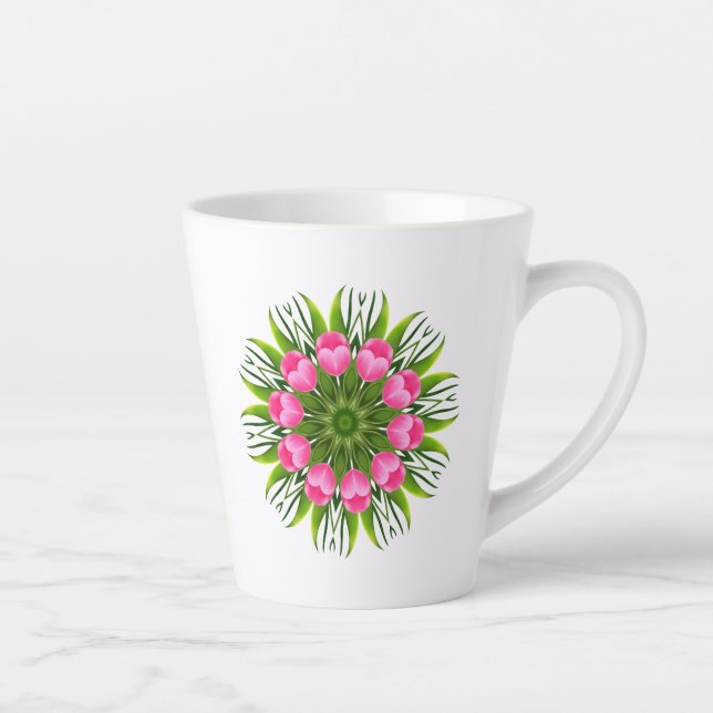 Taza De Café Latte Beautiful Flower Mandala Design-79358 (Derecha)