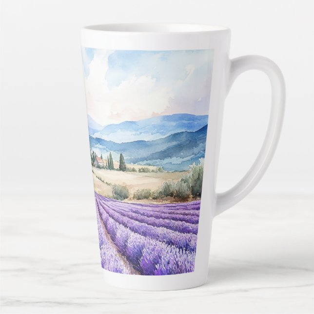 Taza De Café Latte Beautiful lavender fields art (Derecha)