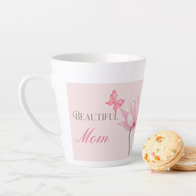 Taza De Café Latte Beautiful Mom Butterfly & Floral Mother's Day Gift (In situ)