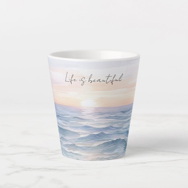 Taza De Café Latte Beautiful Ocean Sunset (Anverso)