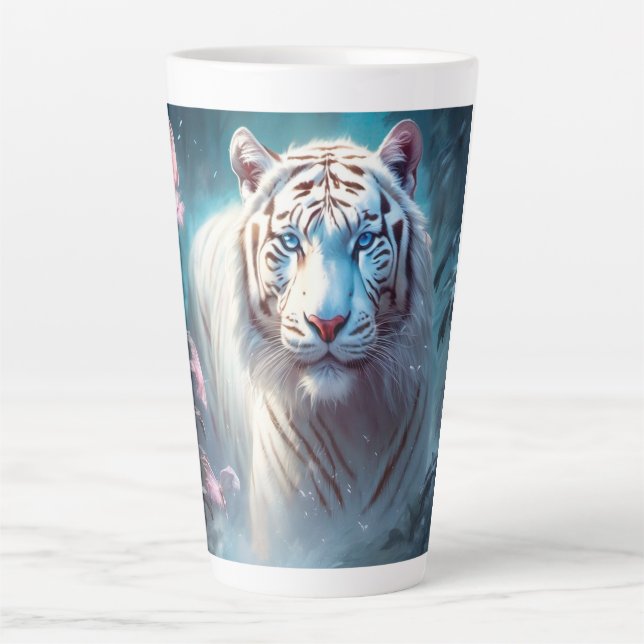 Taza De Café Latte Beautiful White tiger (Anverso)