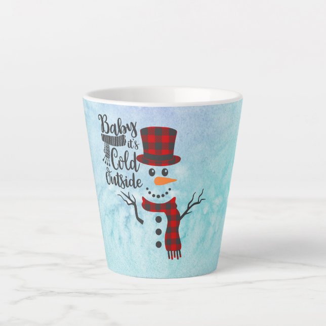 Taza De Café Latte Bebé, frío fuera de Snowman Mug (Anverso)