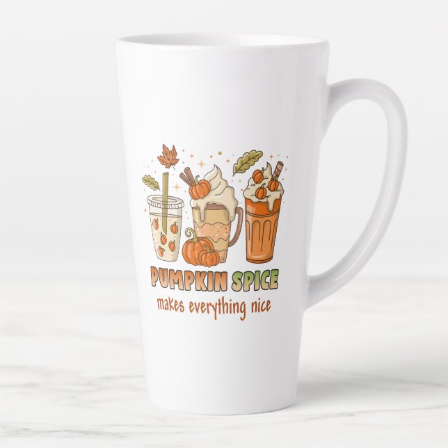 Taza De Café Latte Beber de especias de calabaza arte de bebida otoña (Derecha)