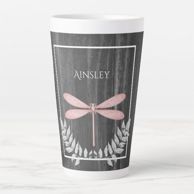 Taza De Café Latte Beber rosado Rustico Personalizado Latte Mug (Anverso)