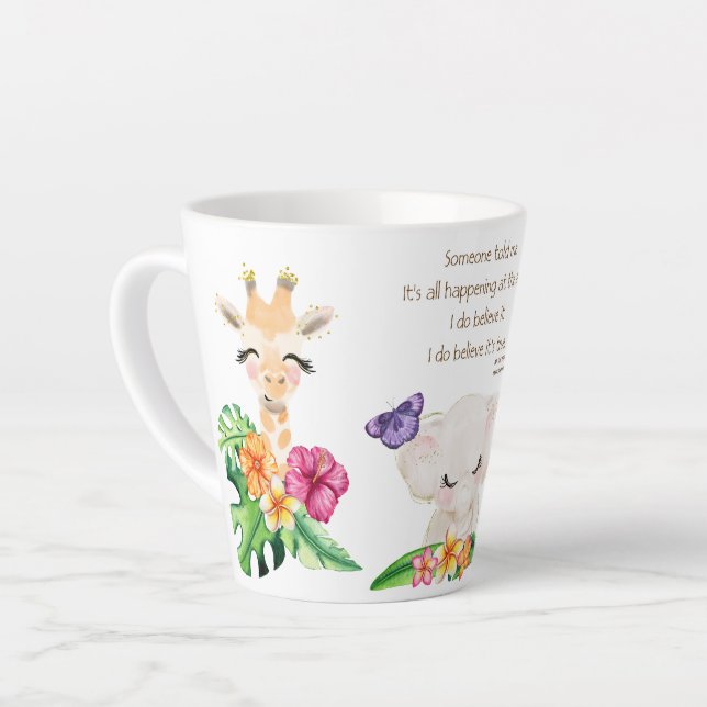 Taza De Café Latte Bebés zoológicos con flores (Ángulo izquierdo)