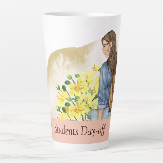Taza De Café Latte Bebida de Chica estudiantil (Anverso)