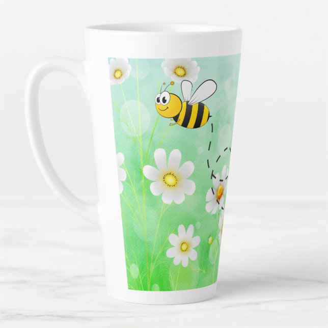 Taza De Café Latte Bee Kind Miel personalizado de insectos verde flor (Izquierda)