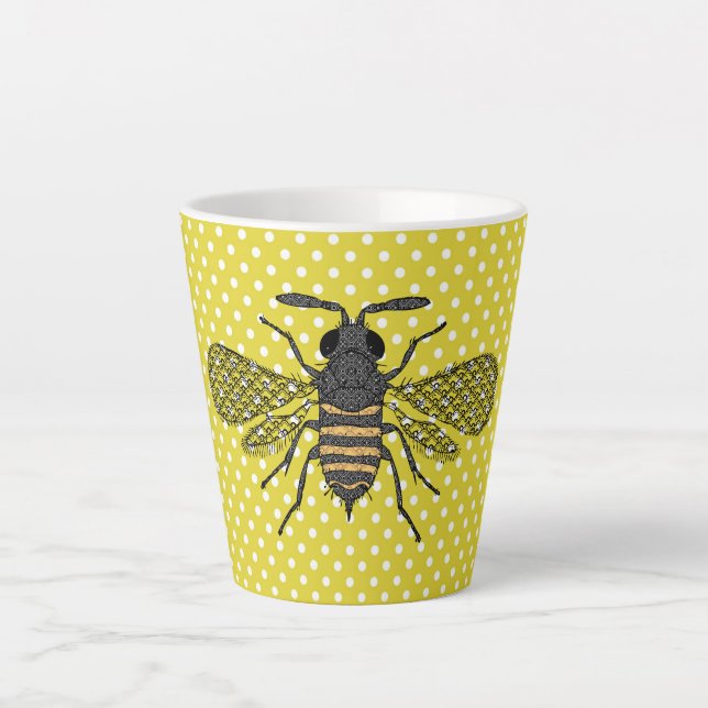 Taza De Café Latte BEES y Honeycomb - Salven las abejas (Anverso)